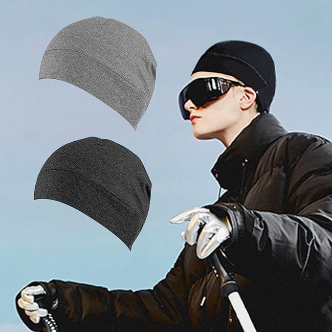 2 Pack Cotton Skull Caps, Black & Grey