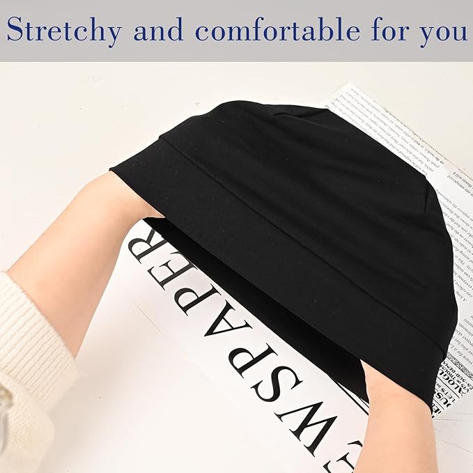 2 Pack Cotton Skull Caps, Black & Grey