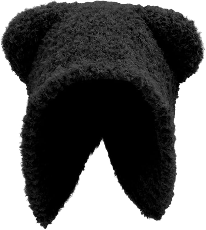 Plush Bear Knitted Hat, Warm Ear Protection